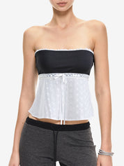 Contrast Lace Bandeau Crop Top