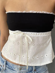 Contrast Lace Bandeau Crop Top