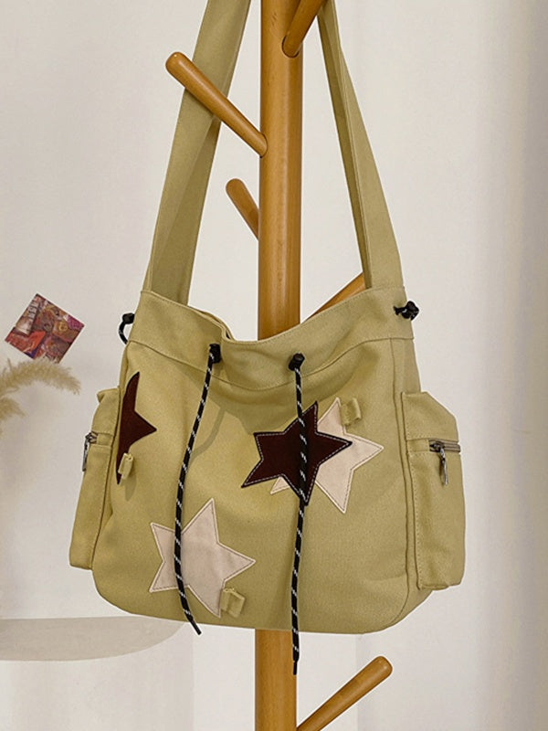 Contrasting Star Print Canvas Bag