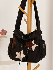 Contrasting Star Print Canvas Bag