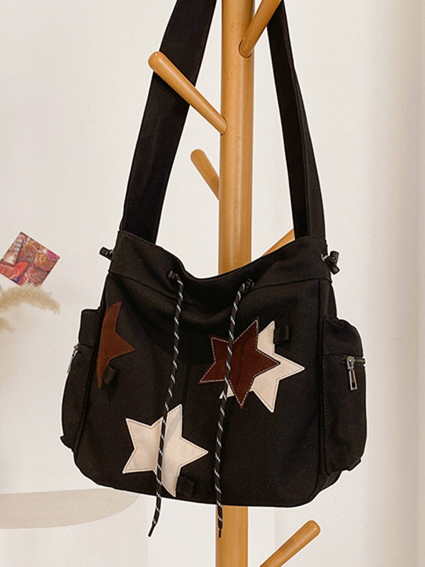 Contrasting Star Print Canvas Bag