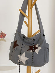 Contrasting Star Print Canvas Bag