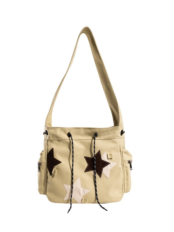 Contrasting Star Print Canvas Bag