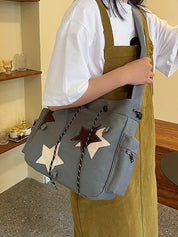 Contrasting Star Print Canvas Bag