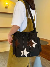 Contrasting Star Print Canvas Bag