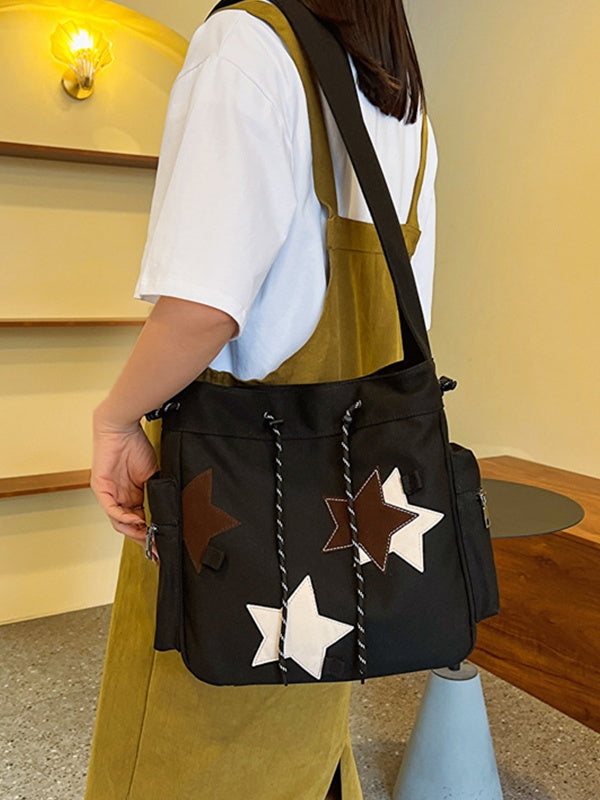 Contrasting Star Print Canvas Bag