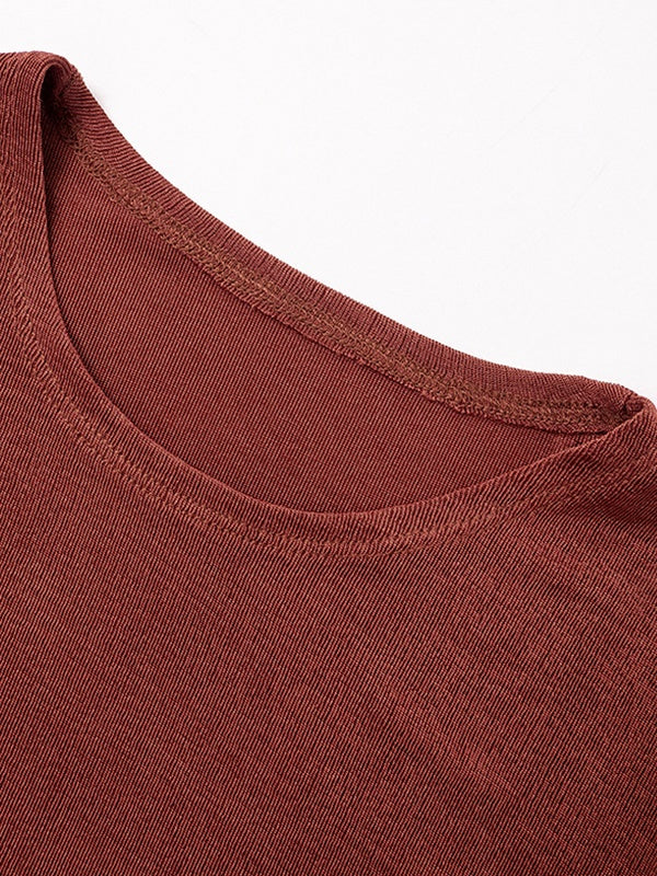 Solid Color Round Neck Short Sleeve Tee