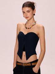 Pleated Halter Bandeau Top