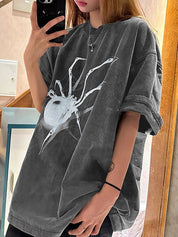 Street Spider Print Oversized Short Sleeve Tee