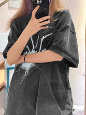 Street Spider Print Oversized Short Sleeve Tee