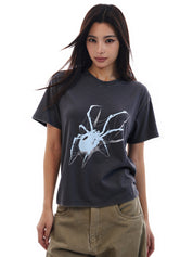 Street Spider Print Oversized Short Sleeve Tee
