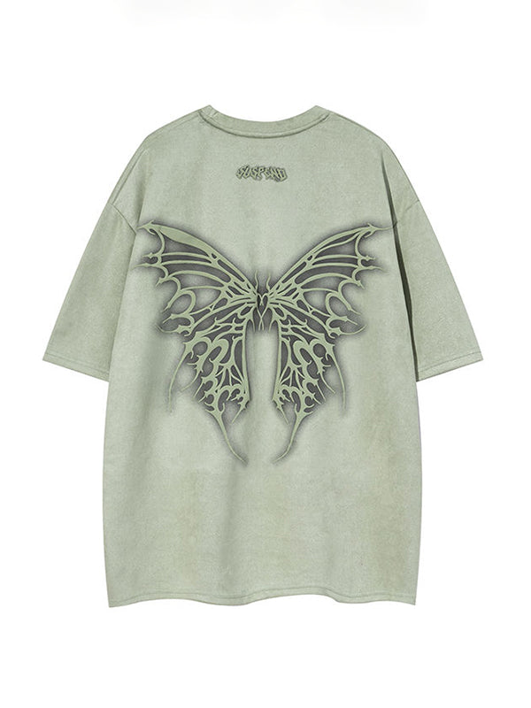 Men's Street Butterfly Print Short Sleeve Tee