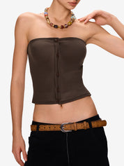 Solid Color Cardigan Bandeau Tops