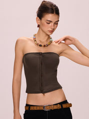 Solid Color Cardigan Bandeau Tops