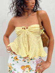 Solid Color Strap Bandeau Top