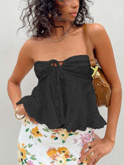Solid Color Strap Bandeau Top
