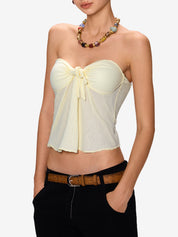 Solid Color Strap Bandeau Top