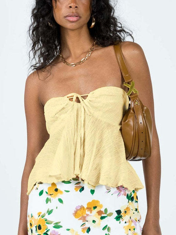 Solid Color Strap Bandeau Top
