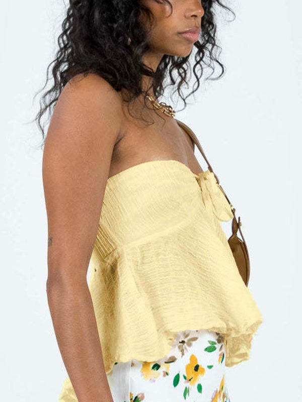Solid Color Strap Bandeau Top