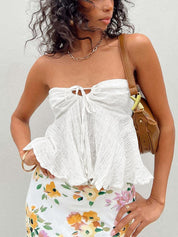 Solid Color Strap Bandeau Top