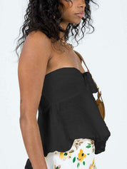 Solid Color Strap Bandeau Top