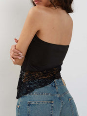 Stitching Lace Bandeau Top