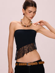 Stitching Lace Bandeau Top