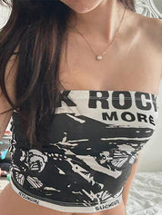 Vintage Butterfly Print Bandeau Top