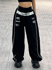Contrast Color Print Wide Leg Pant