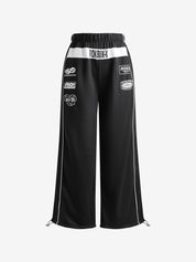 Contrast Color Print Wide Leg Pant