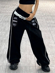 Contrast Color Print Wide Leg Pant