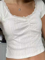 Solid Color Bow Short Sleeve Tee