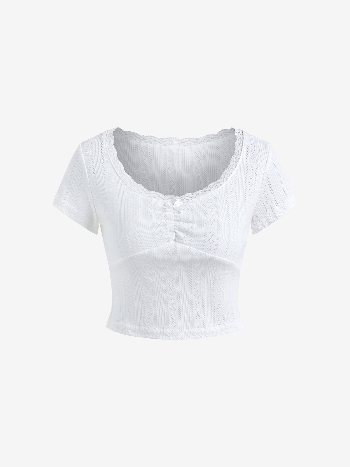 Solid Color Bow Short Sleeve Tee