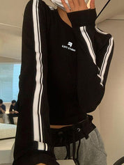 Contrast Color Print Long Sleeve Tee