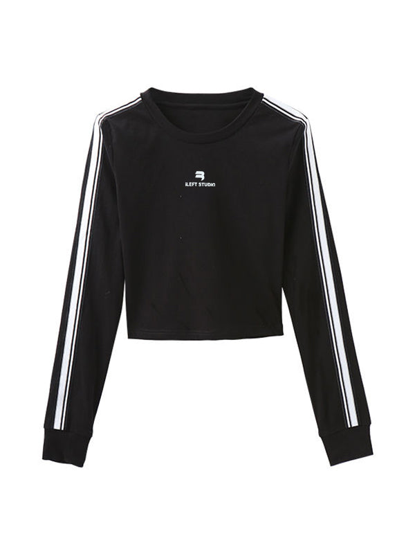 Contrast Color Print Long Sleeve Tee