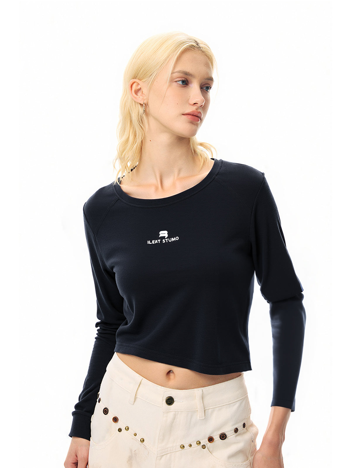 Contrast Color Print Long Sleeve Tee