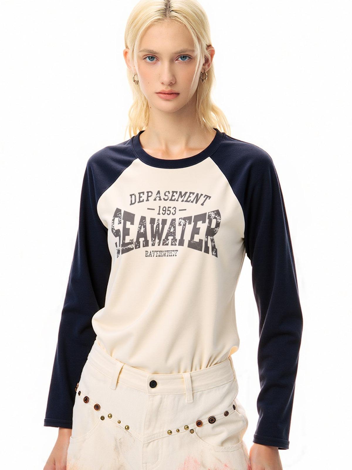 Raglan Print Oversized Long Sleeve Tee