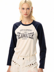 Raglan Print Oversized Long Sleeve Tee