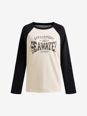 Raglan Print Oversized Long Sleeve Tee