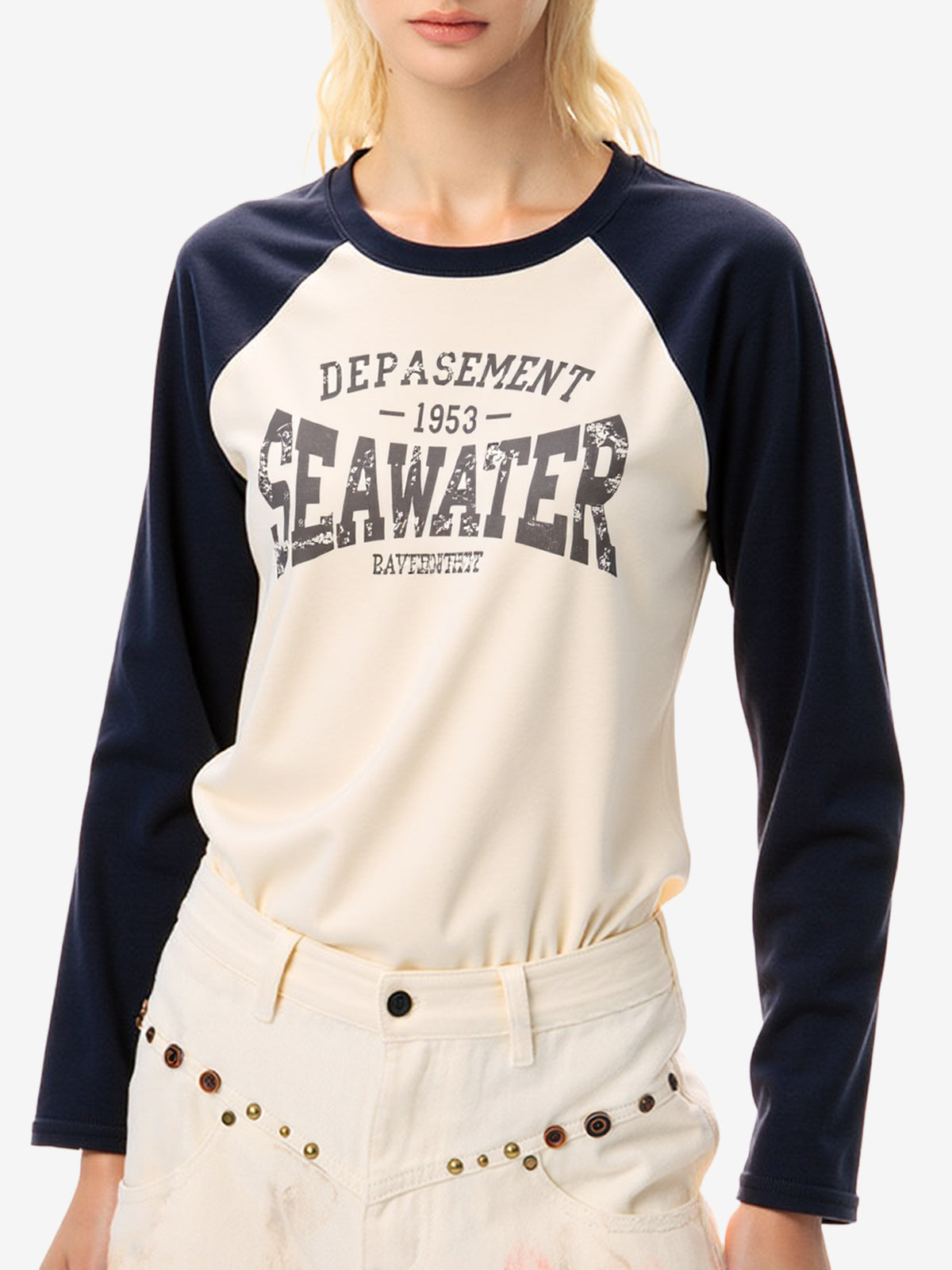 Raglan Print Oversized Long Sleeve Tee