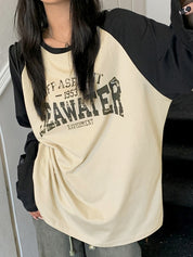 Raglan Print Oversized Long Sleeve Tee