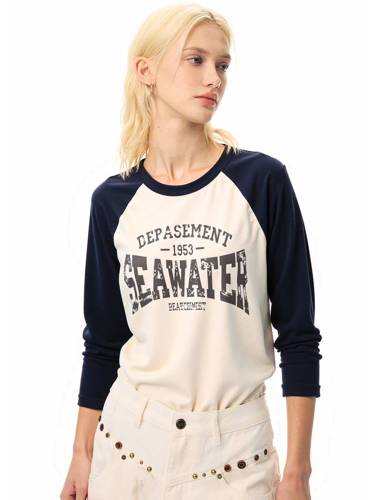 Raglan Print Oversized Long Sleeve Tee
