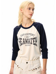 Raglan Print Oversized Long Sleeve Tee