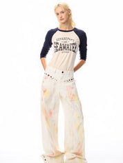 Raglan Print Oversized Long Sleeve Tee