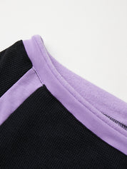 Contrast Color Off Shoulder Long Sleeve Tee