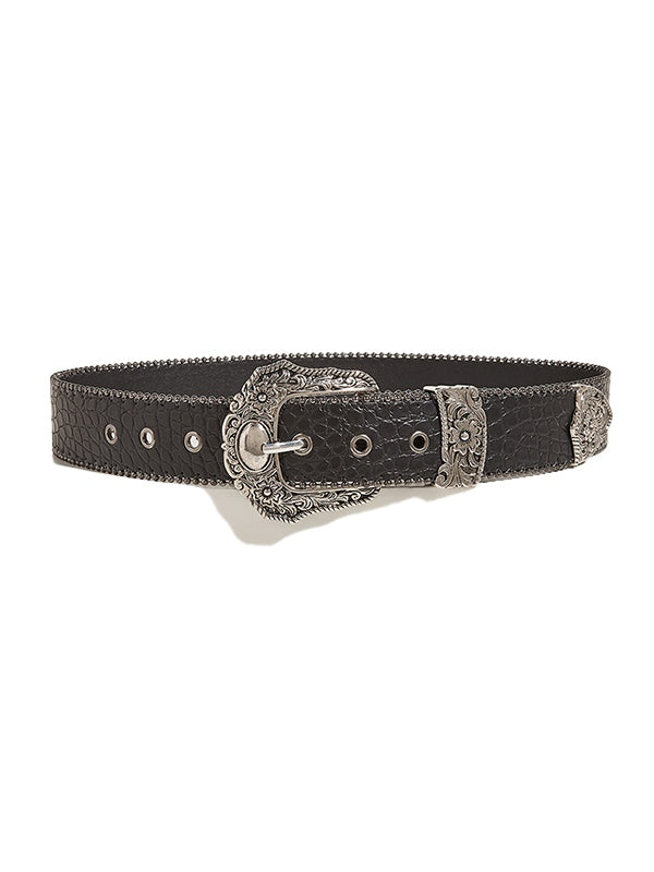 Engraved Metal Design Buckle Belt