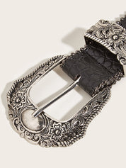 Engraved Metal Design Buckle Belt