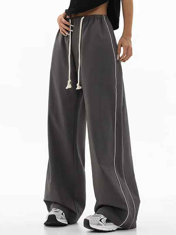 Vintage Gray Side Piping Loose Sweatpants