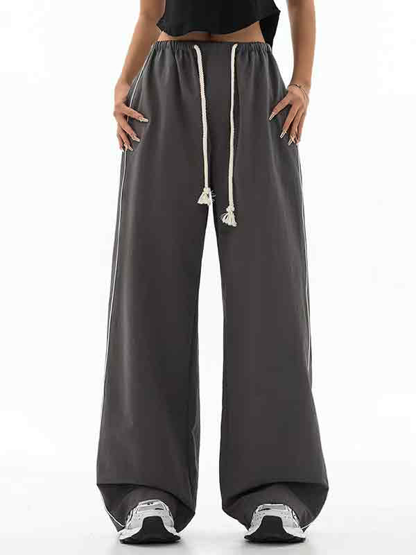 Vintage Gray Side Piping Loose Sweatpants