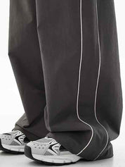 Vintage Gray Side Piping Loose Sweatpants